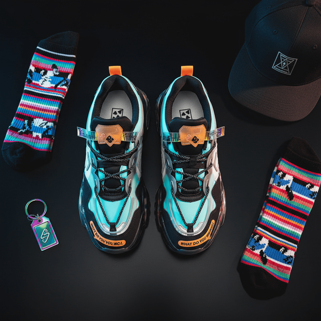 Men’s Chunky Sneakers Multi - Color – Futuristic Streetwear Running Shoes with Air Cushion Sole - VibeVaultSupply