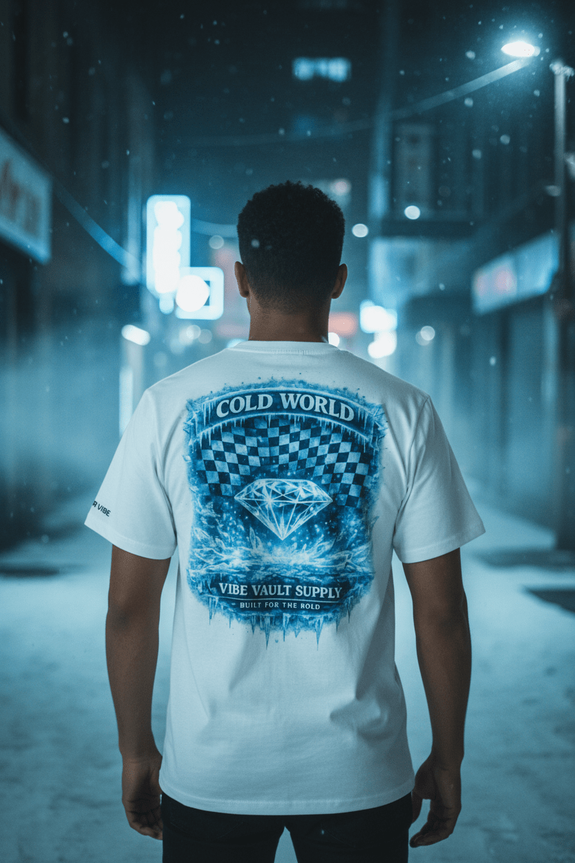 Cold World Ice VVS Graphic T-Shirt – Blue Streetwear Tee | VibeVaultSupply - VibeVaultSupply