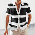 Men's Vintage Crochet Knit Polo Shirt - VibeVaultSupply