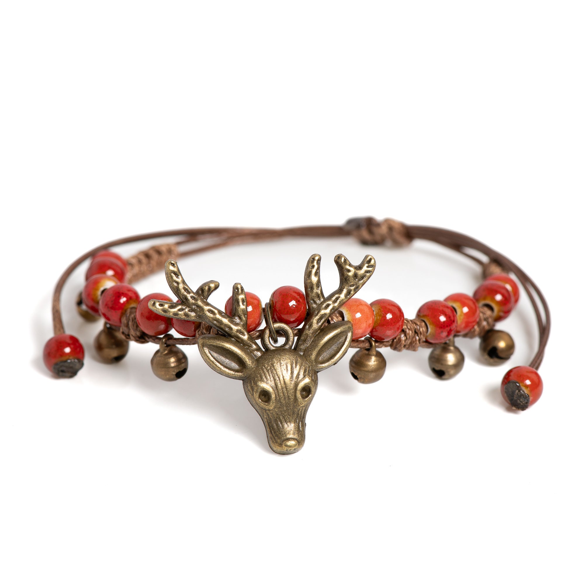 Boho Deer Charm Bracelet – Adjustable Rustic Antler Bracelet with Beads | Nature Inspired Jewelry Gift - VibeVaultSupply