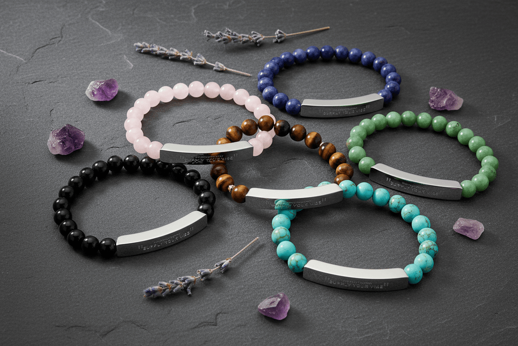 Engraved Stone Bracelet – Personalized Gemstone Bead Bracelet | VibeVaultSupply - VibeVaultSupply