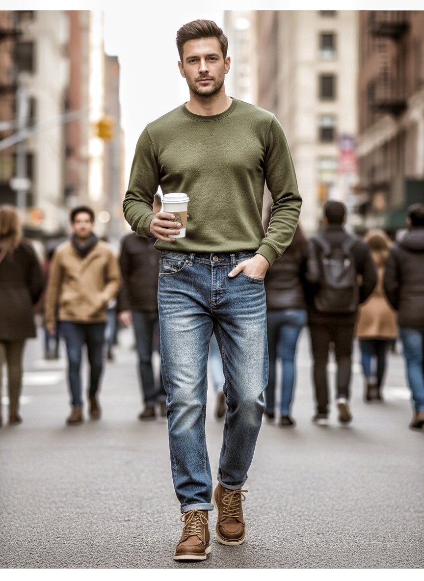 Men's Vintage Straight Leg Jeans – Classic Relaxed Fit Denim Pants - VibeVaultSupply