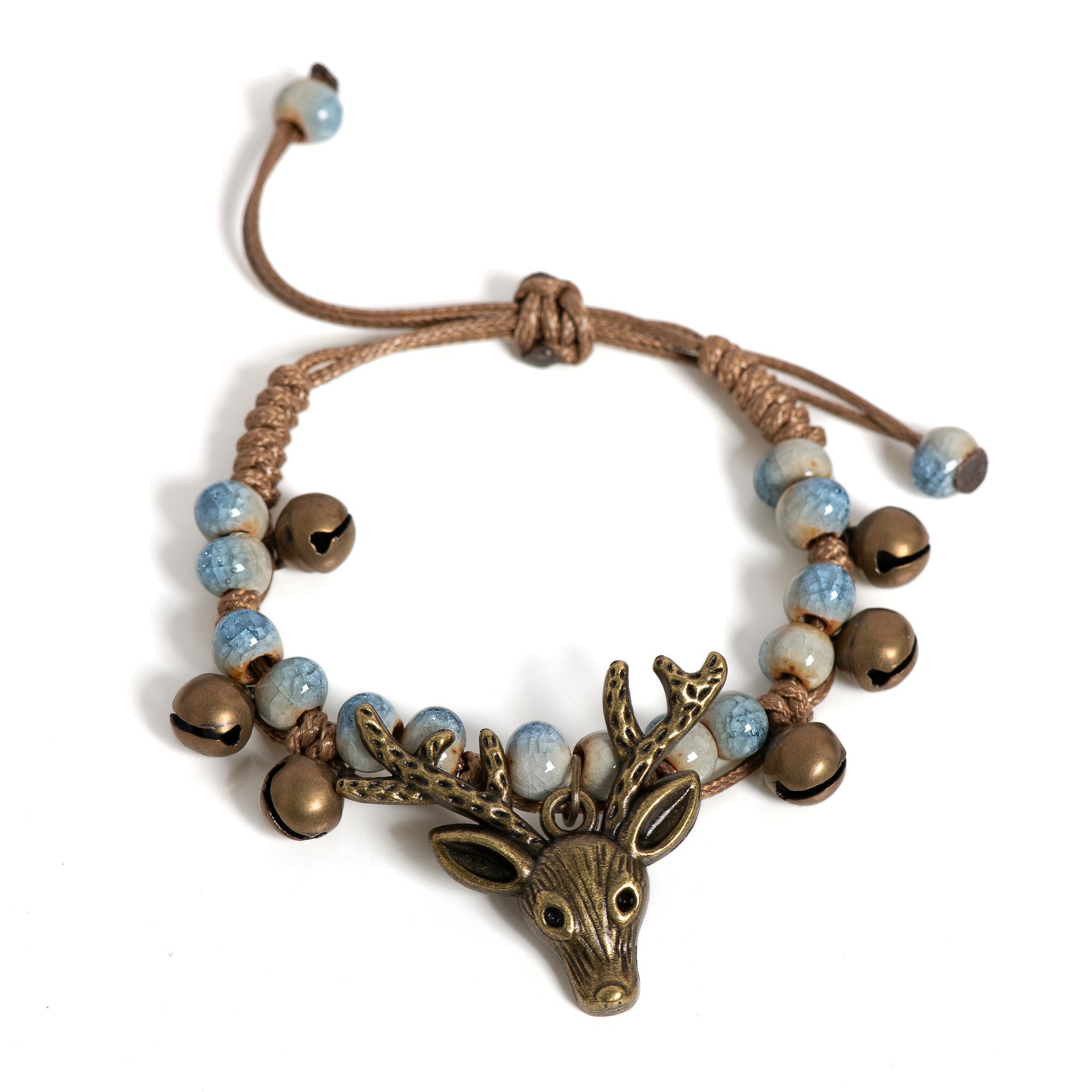 Boho Deer Charm Bracelet – Adjustable Rustic Antler Bracelet with Beads | Nature Inspired Jewelry Gift - VibeVaultSupply
