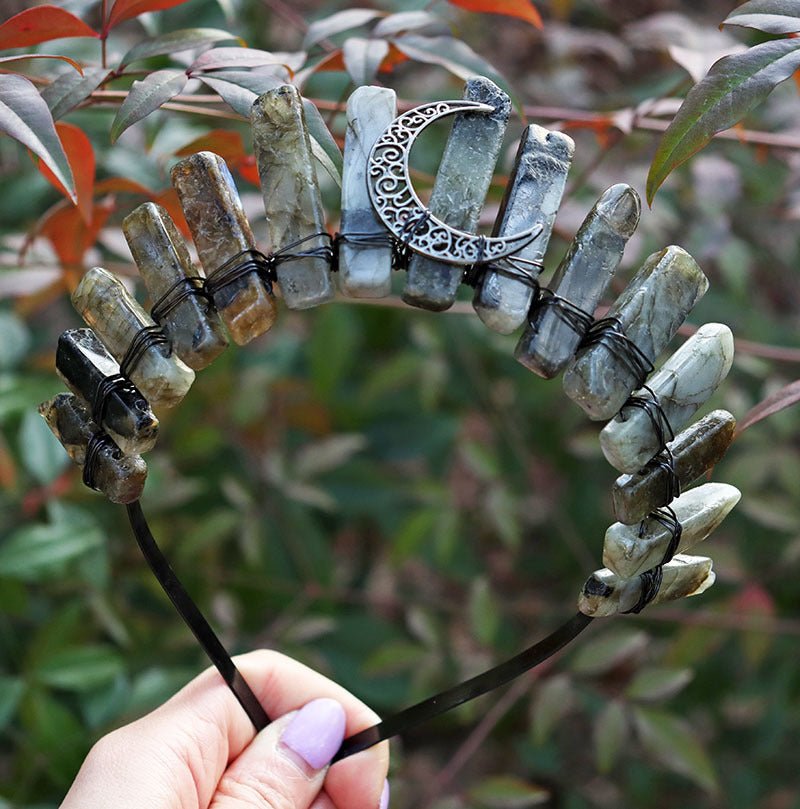 Amazonite & Labradorite Crystal Headband - Gemstone Hair Accessory | VibeVaultSupply - VibeVaultSupply