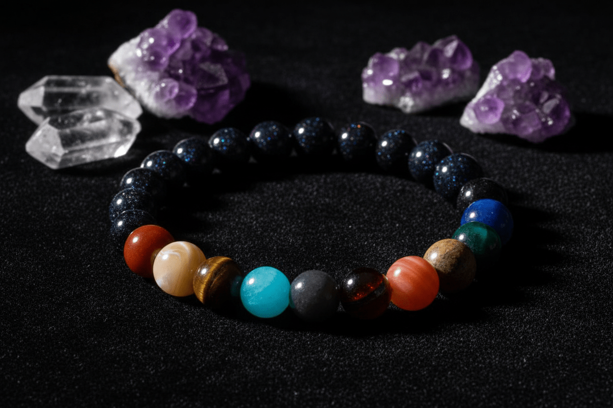 Galaxy Gemstone Chakra Bracelet for Energy Balance | Unisex Healing Crystal Beaded Jewelry - VibeVaultSupply