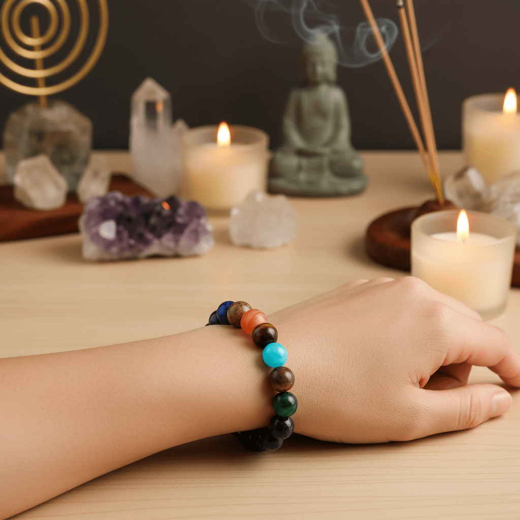 Galaxy Gemstone Chakra Bracelet for Energy Balance | Unisex Healing Crystal Beaded Jewelry - VibeVaultSupply