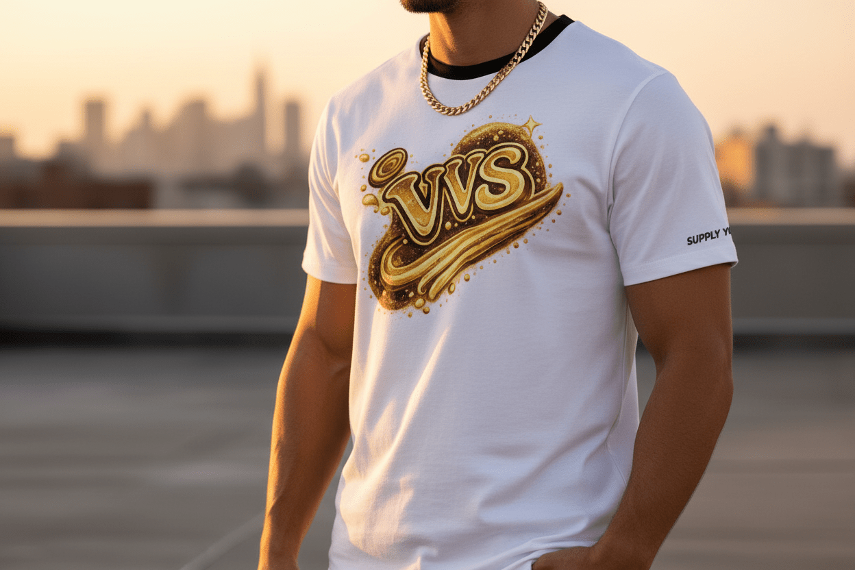 Gold Diamond VVS Graphic T-Shirt – Luxury Streetwear Tee | VibeVaultSupply - VibeVaultSupply