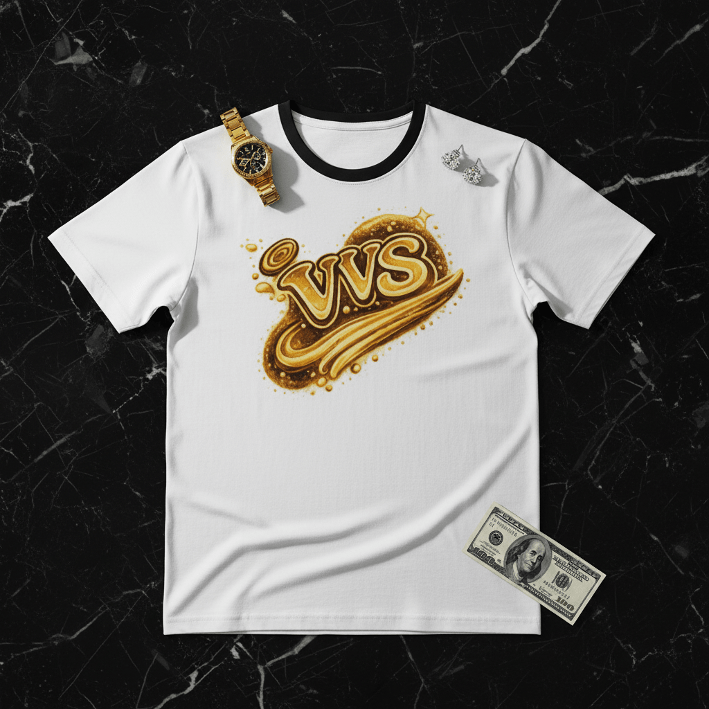 Gold Diamond VVS Graphic T-Shirt – Luxury Streetwear Tee | VibeVaultSupply - VibeVaultSupply