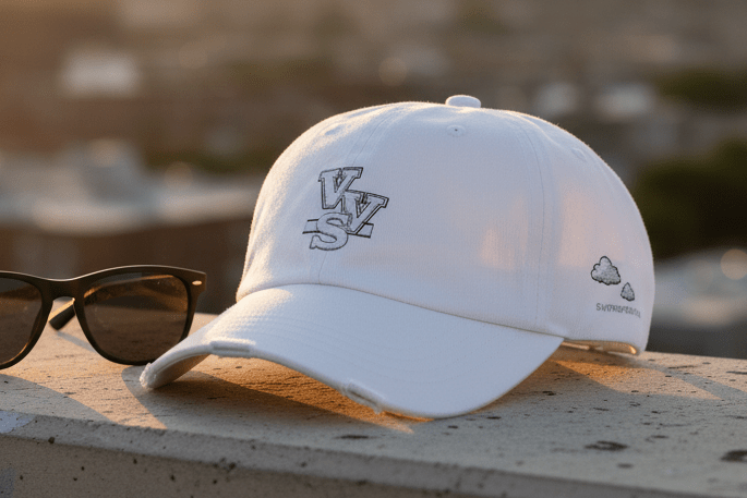 Minimal Logo Dad Cap – Distressed VVS Baseball Hat | VibeVaultSupply - VibeVaultSupply