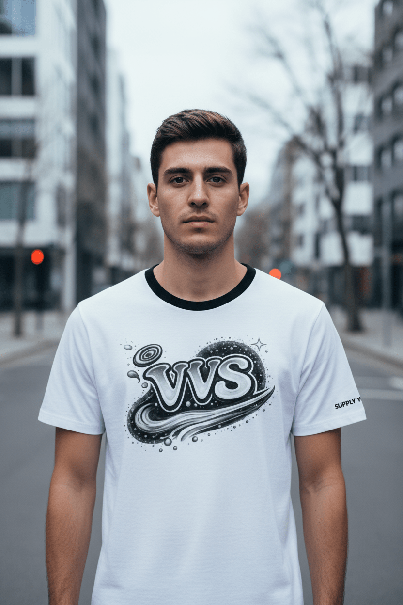 Black & White VVS Graphic T-Shirt – Monochrome Streetwear Tee | VibeVault Supply - VibeVaultSupply