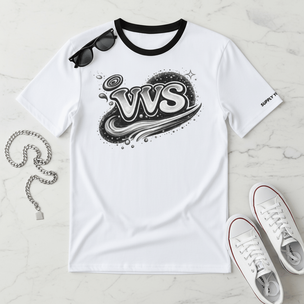 Black & White VVS Graphic T-Shirt – Monochrome Streetwear Tee | VibeVault Supply - VibeVaultSupply