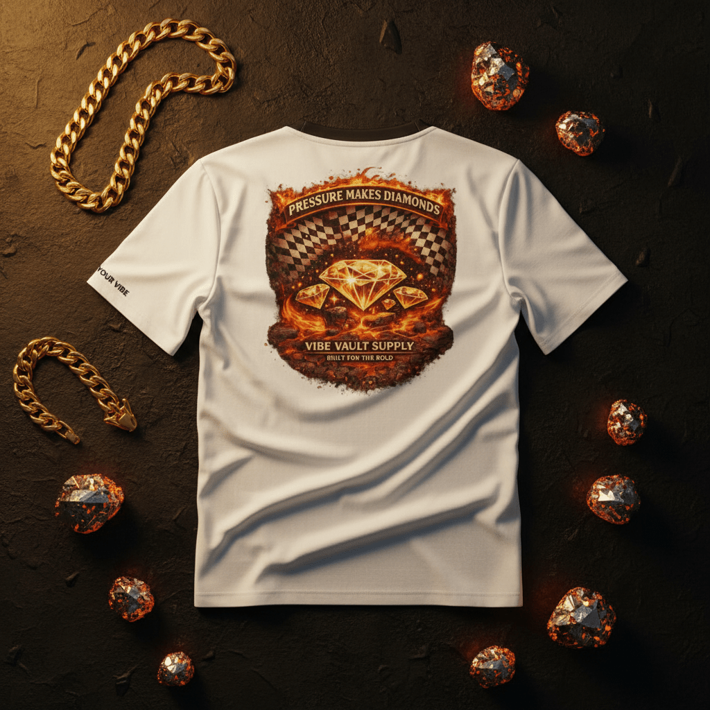 Pressure Makes Diamonds VVS Graphic T-Shirt – Fire Lava Streetwear Tee | VibeVaultSupply - VibeVaultSupply