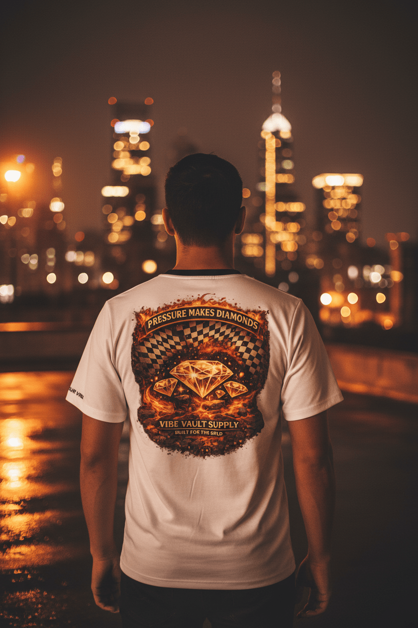 Pressure Makes Diamonds VVS Graphic T-Shirt – Fire Lava Streetwear Tee | VibeVaultSupply - VibeVaultSupply