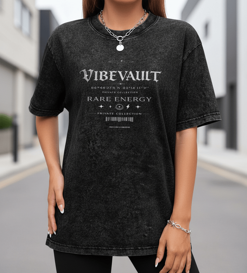 Rare Energy Vintage Washed Graphic T-Shirt – Minimal Streetwear Tee | VibeVault Supply - VibeVaultSupply