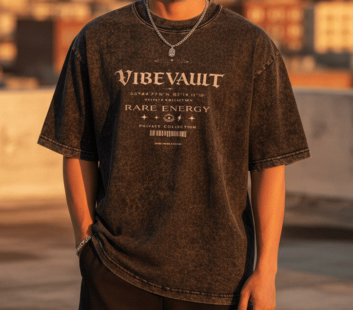Rare Energy Vintage Washed Graphic T-Shirt – Minimal Streetwear Tee | VibeVault Supply - VibeVaultSupply