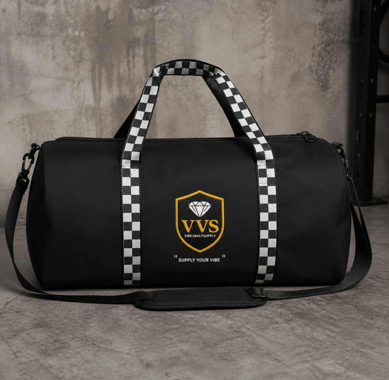VVS Diamond Shield Duffel Bag – Luxury Gym & Travel Bag | VibeVault Supply - VibeVaultSupply