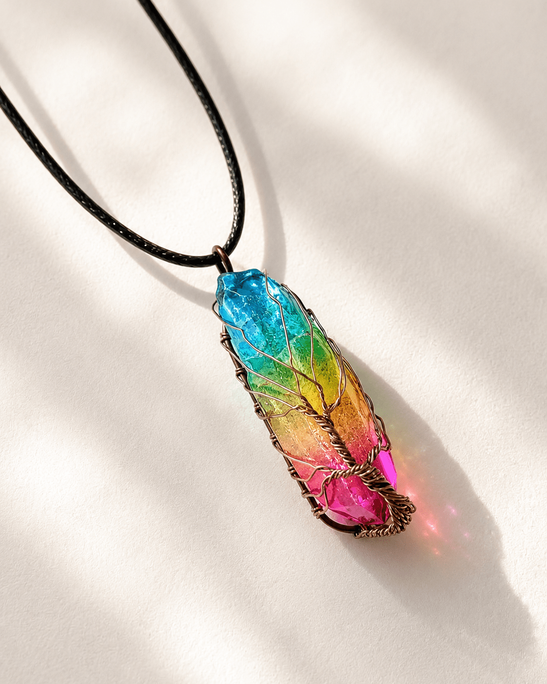 Colorful Stone Pillar Pendant - Chakra Healing Necklace - VibeVaultSupply