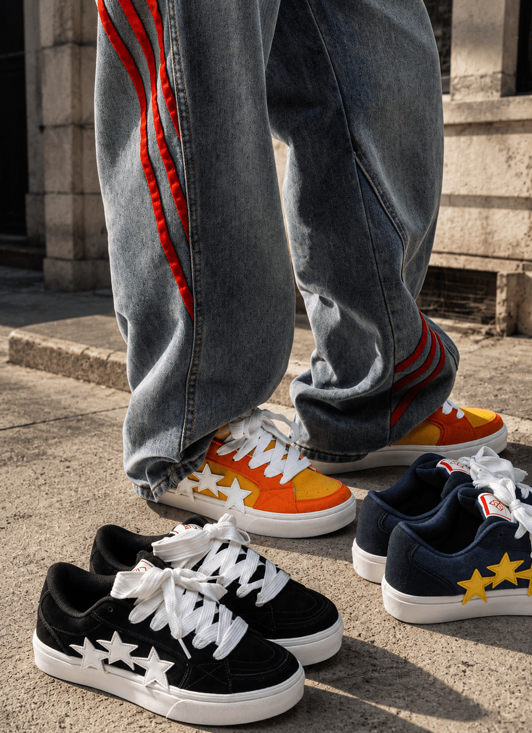 VibeVaultSupply Star Street Sneakers - Casual Lace - Up Shoes in 3 Colors - VibeVaultSupply