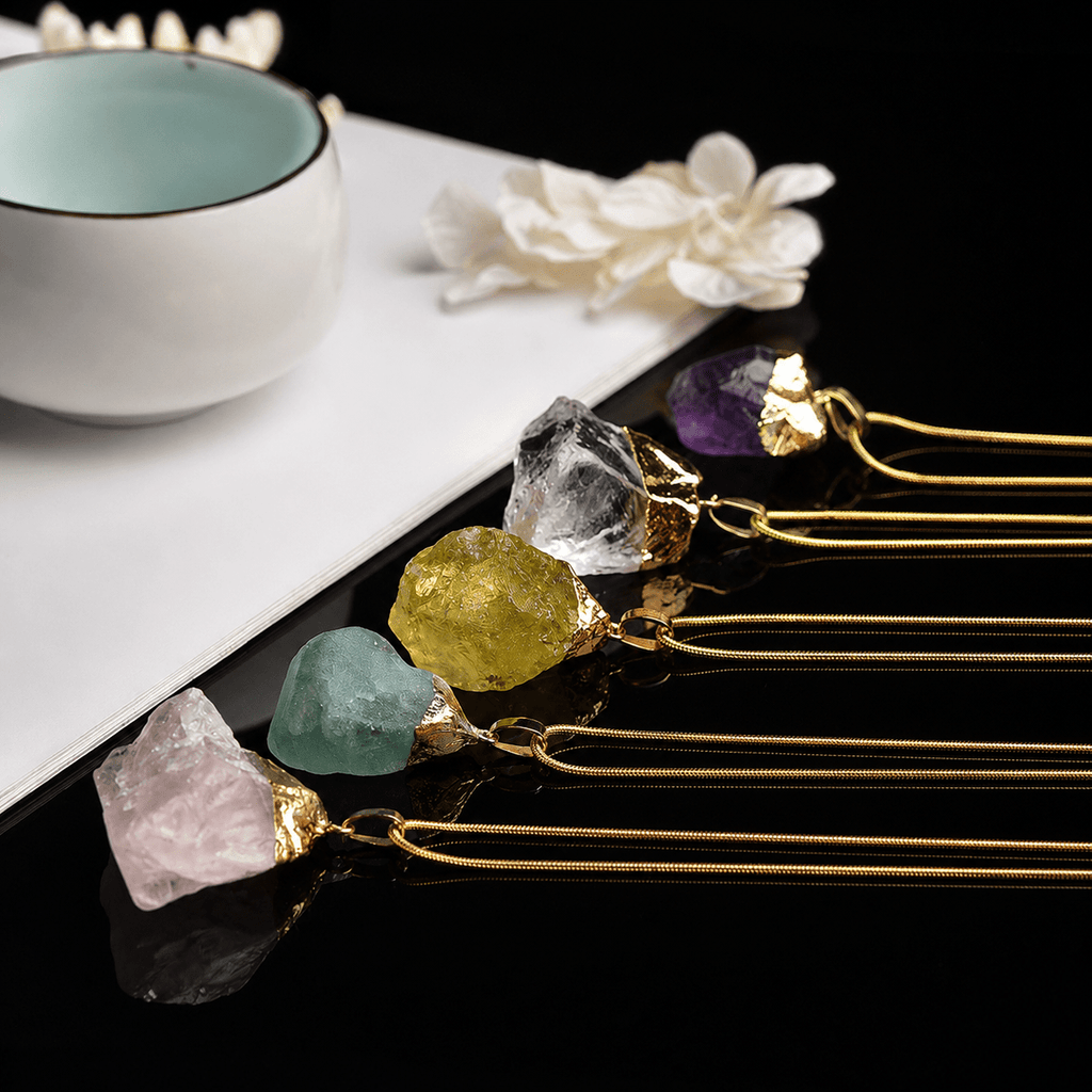 Gemstone Quartz Pendulum for Divination & Healing - Spiritual Guidance Tool (Multiple Stones) - VibeVaultSupply