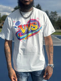 VVS Multicolor Retro Logo Graphic T-Shirt – Vintage Streetwear Tee | VibeVaultSupply