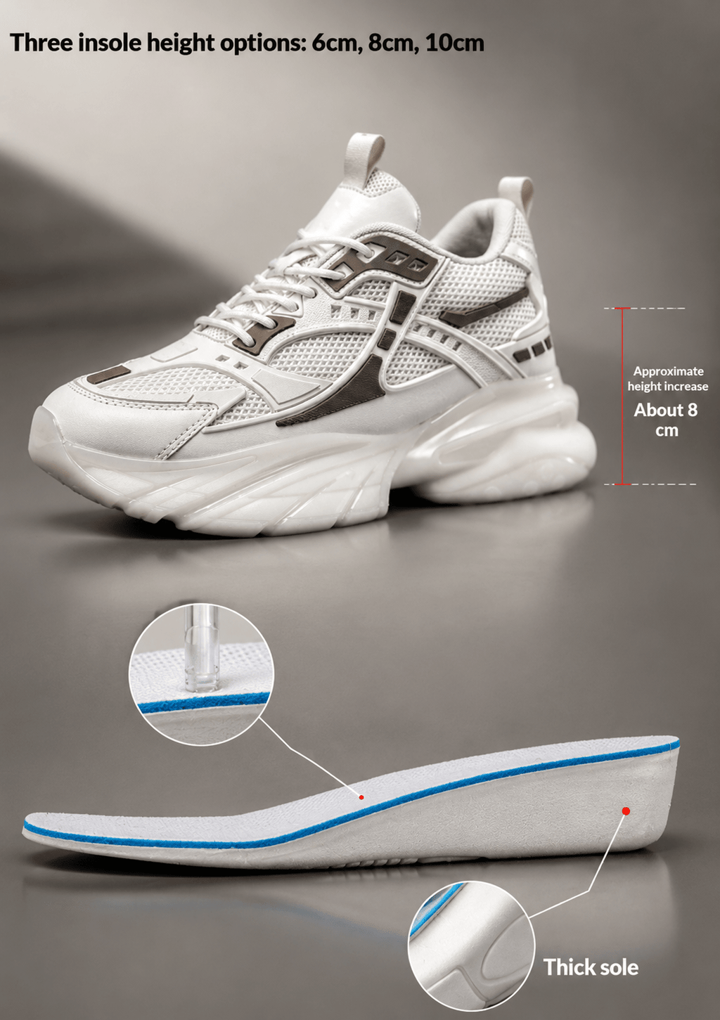 VibeVaultSupply Elevate: Breathable Mesh Sneakers for Comfort & Height Boost - VibeVaultSupply