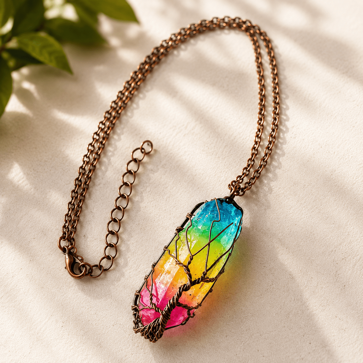 Colorful Stone Pillar Pendant - Chakra Healing Necklace - VibeVaultSupply