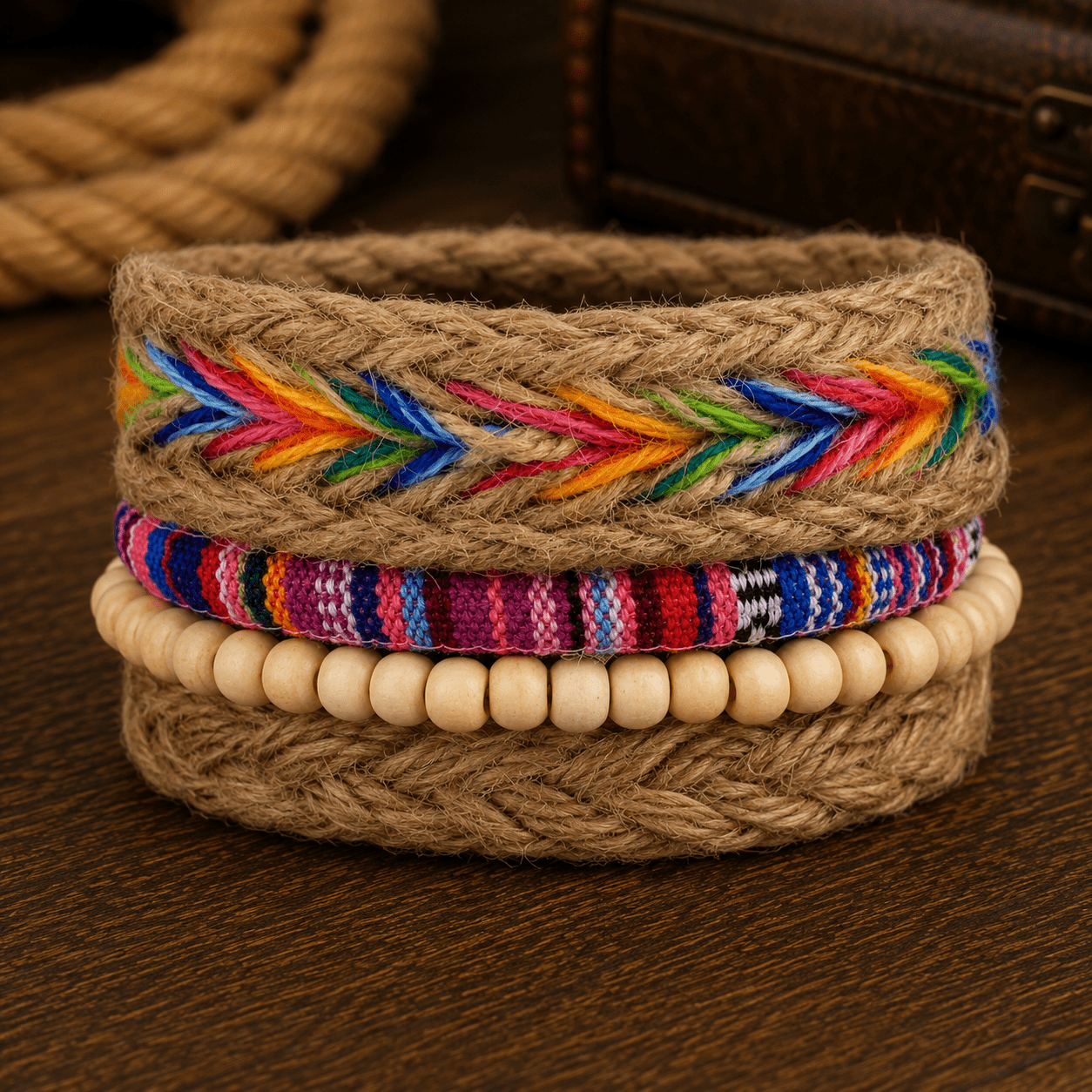 Adjustable Leather & Beaded Bracelet Set – Men’s & Unisex Stackable Jewelry - VibeVaultSupply