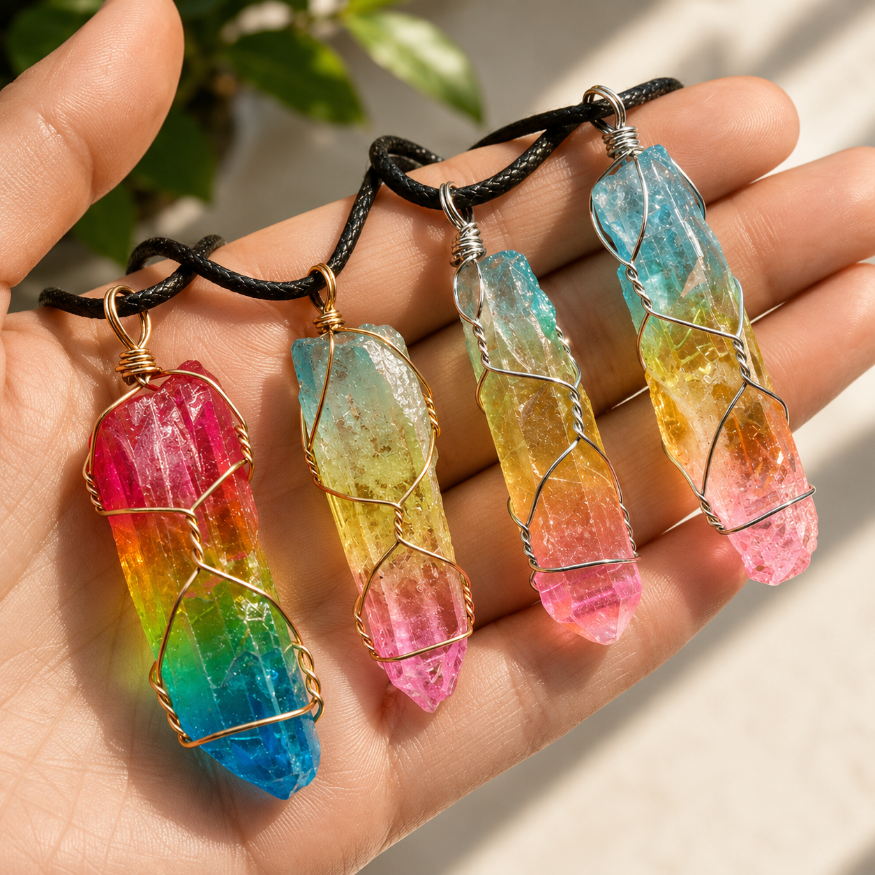 Colorful Stone Pillar Pendant - Chakra Healing Necklace - VibeVaultSupply