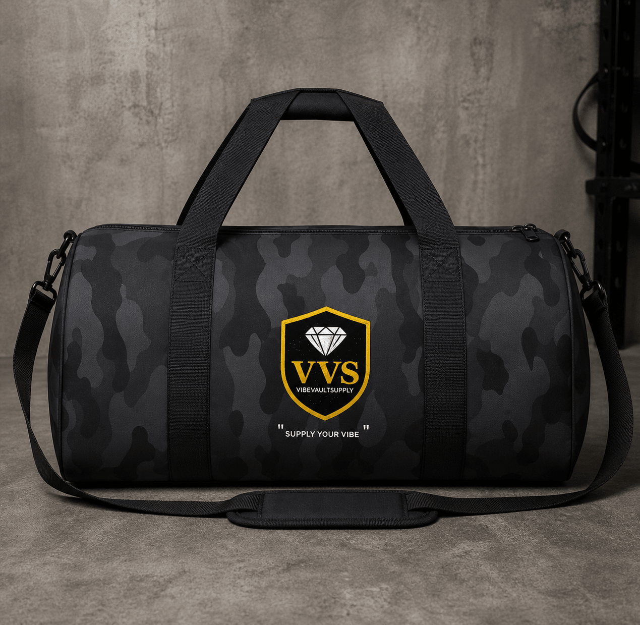 VVS Diamond Shield Duffel Bag – Luxury Gym & Travel Bag | VibeVault Supply - VibeVaultSupply