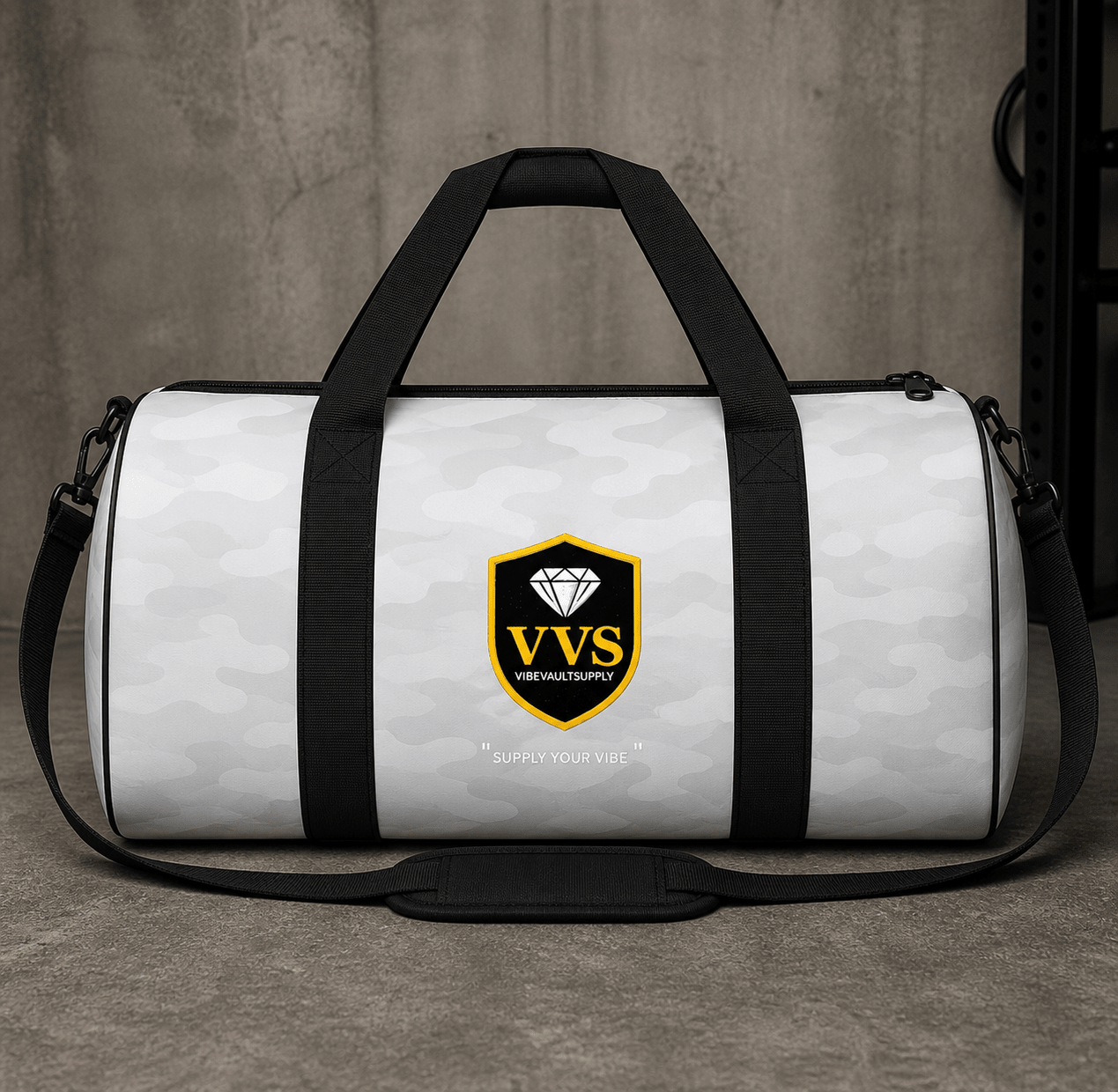 VVS Diamond Shield Duffel Bag – Luxury Gym & Travel Bag | VibeVault Supply - VibeVaultSupply