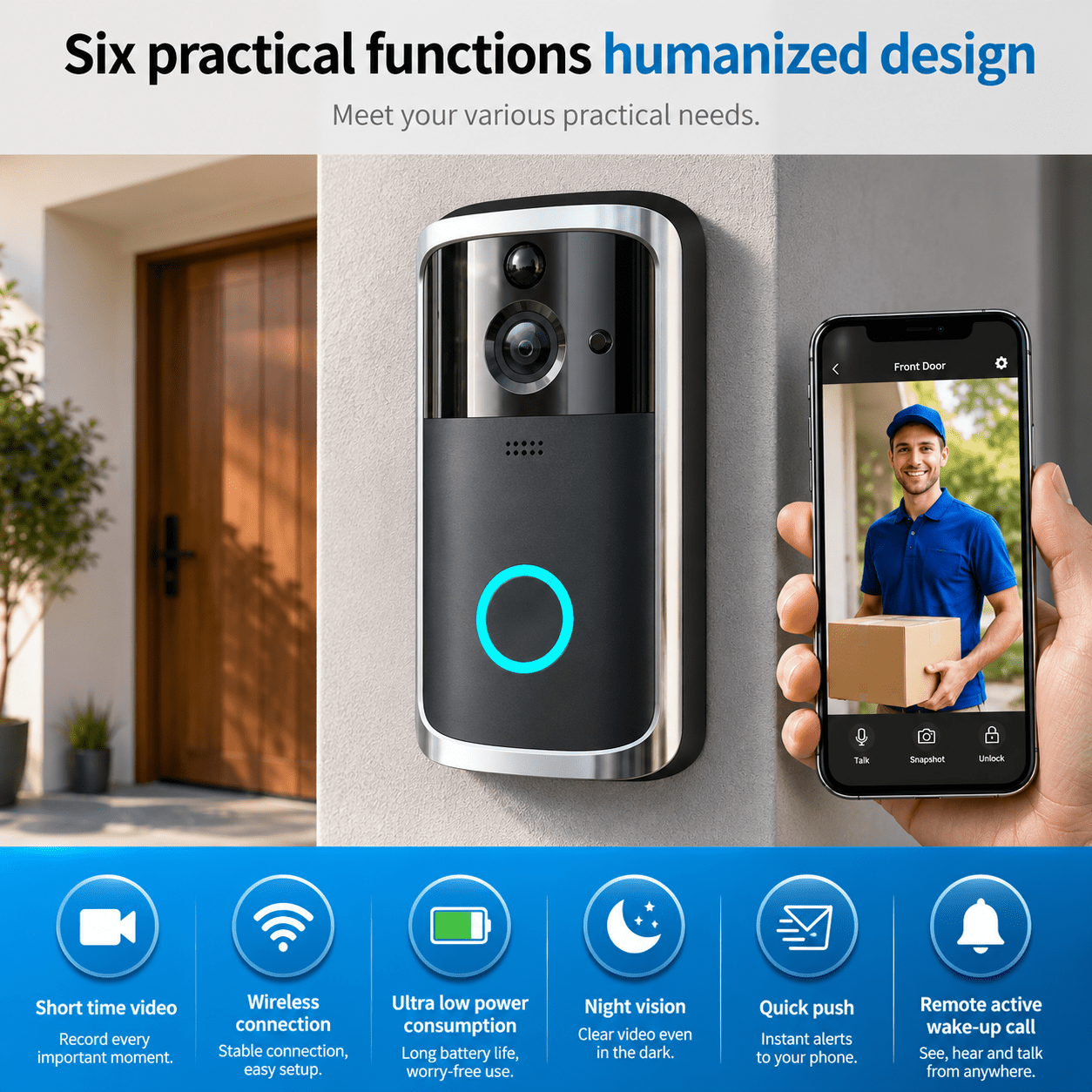 Wireless Smart Home Doorbell Camera - VibeVaultSupply