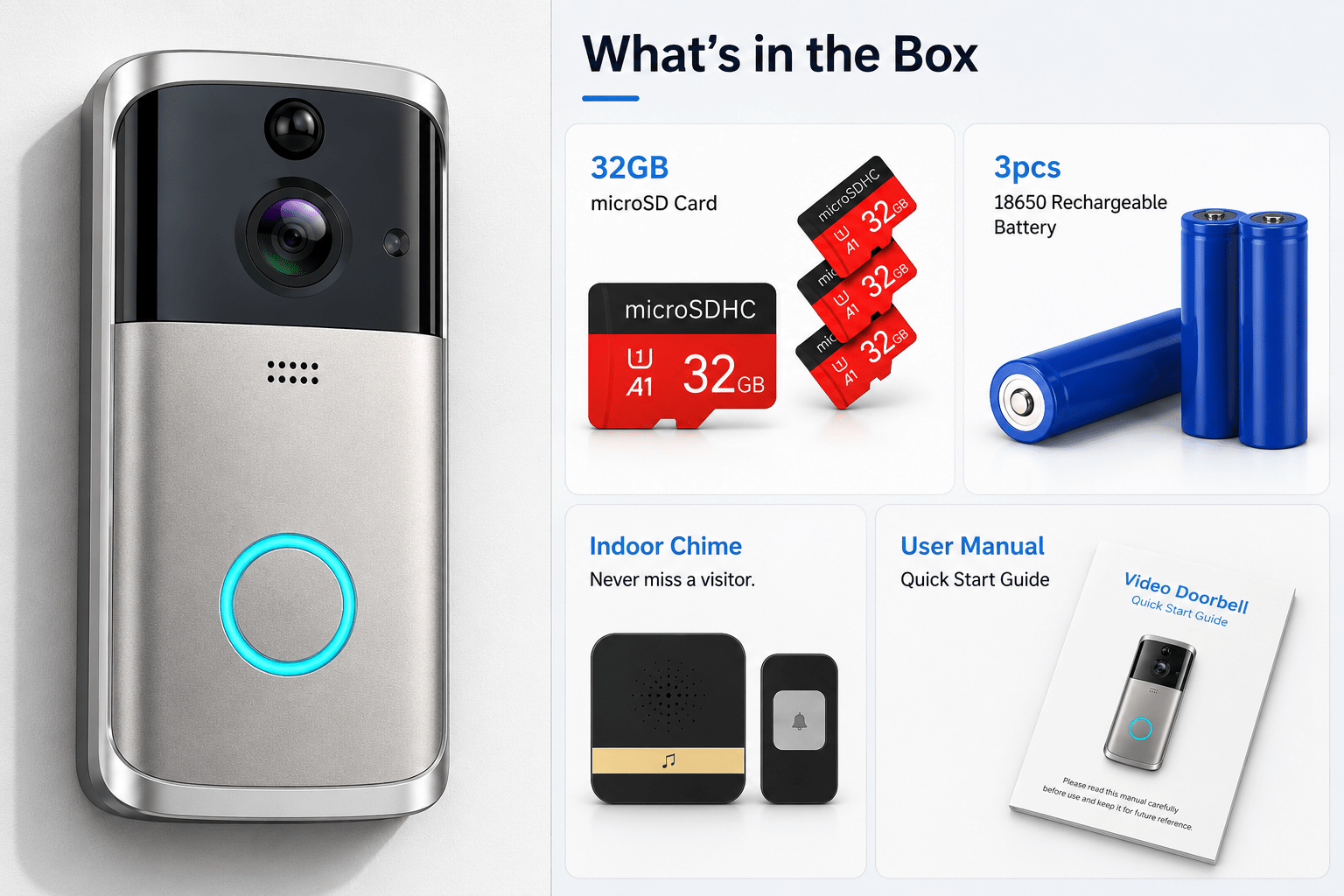 Wireless Smart Home Doorbell Camera - VibeVaultSupply