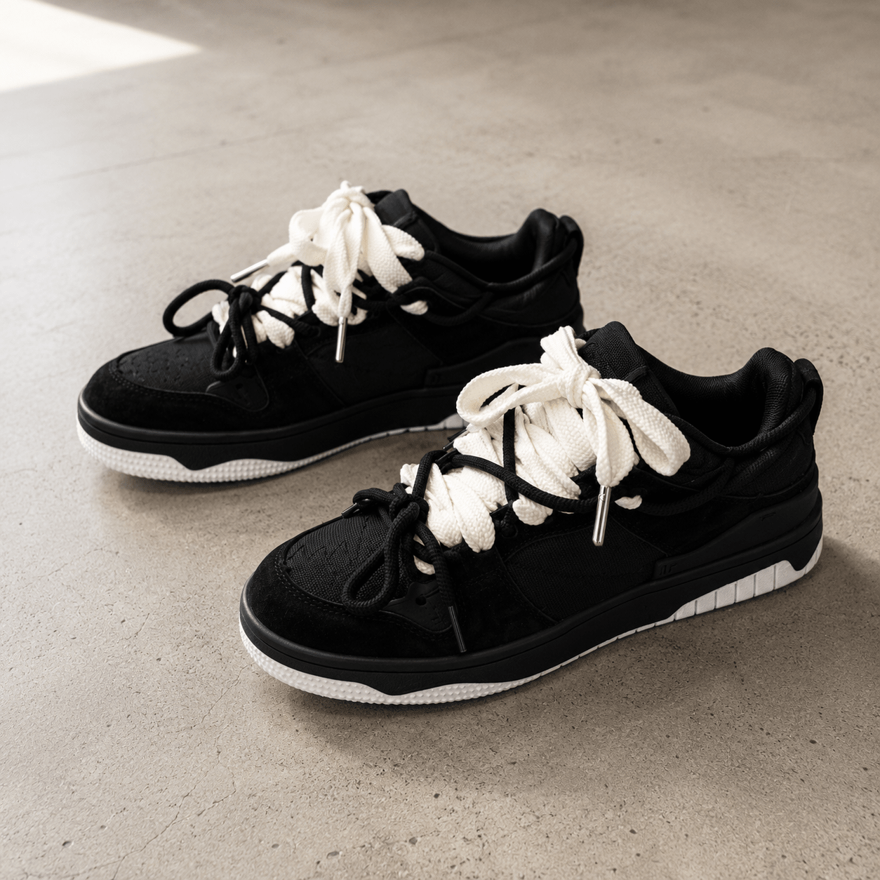 Chunky Lace - Up Sneakers: Breathable Mesh Casual Shoes – Lightweight Trainers (Black & Army Green) - VibeVaultSupply