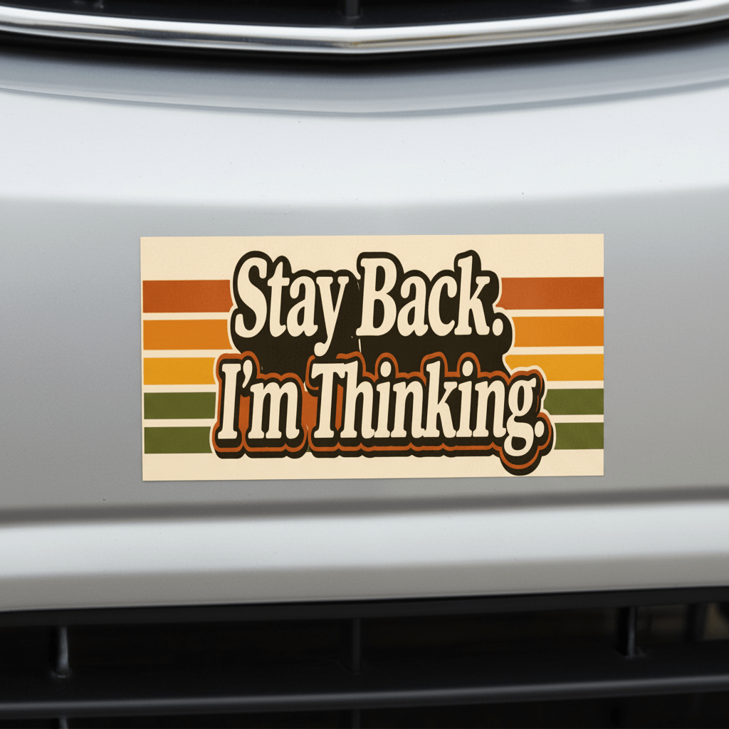 Stay Back I'm Thinking Sticker Retro Stripes, Funny Decal - VibeVaultSupply