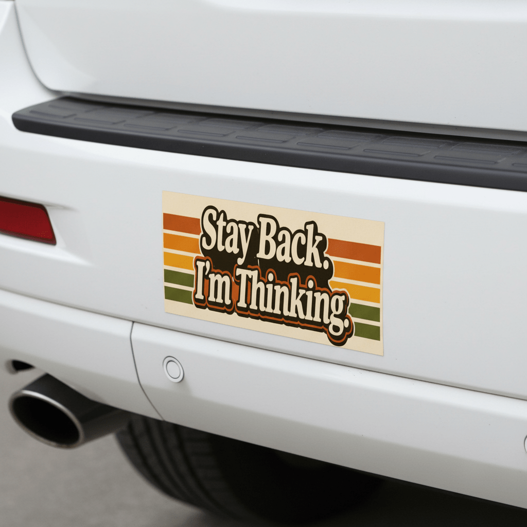 Stay Back I'm Thinking Sticker Retro Stripes, Funny Decal - VibeVaultSupply
