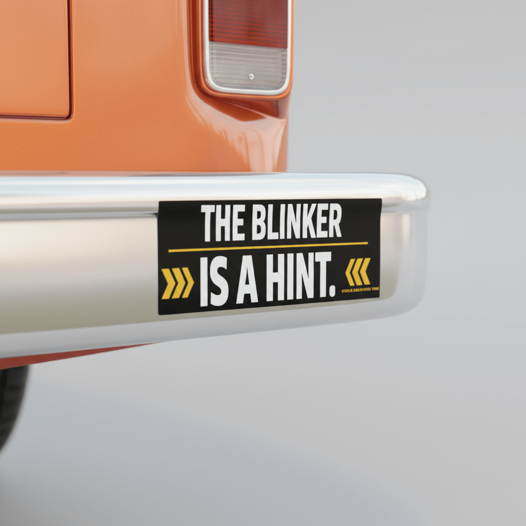 “The Blinker Is a Hint” Bumper Sticker – Funny Reflective Car Decal | Driver Humor Sticker - VibeVaultSupply