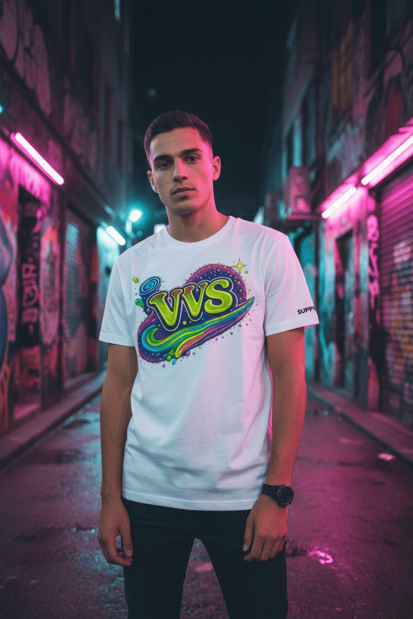 Toxic Neon Graphic T-Shirt – Streetwear VVS Skull Tee | VibeVaultSupply - VibeVaultSupply