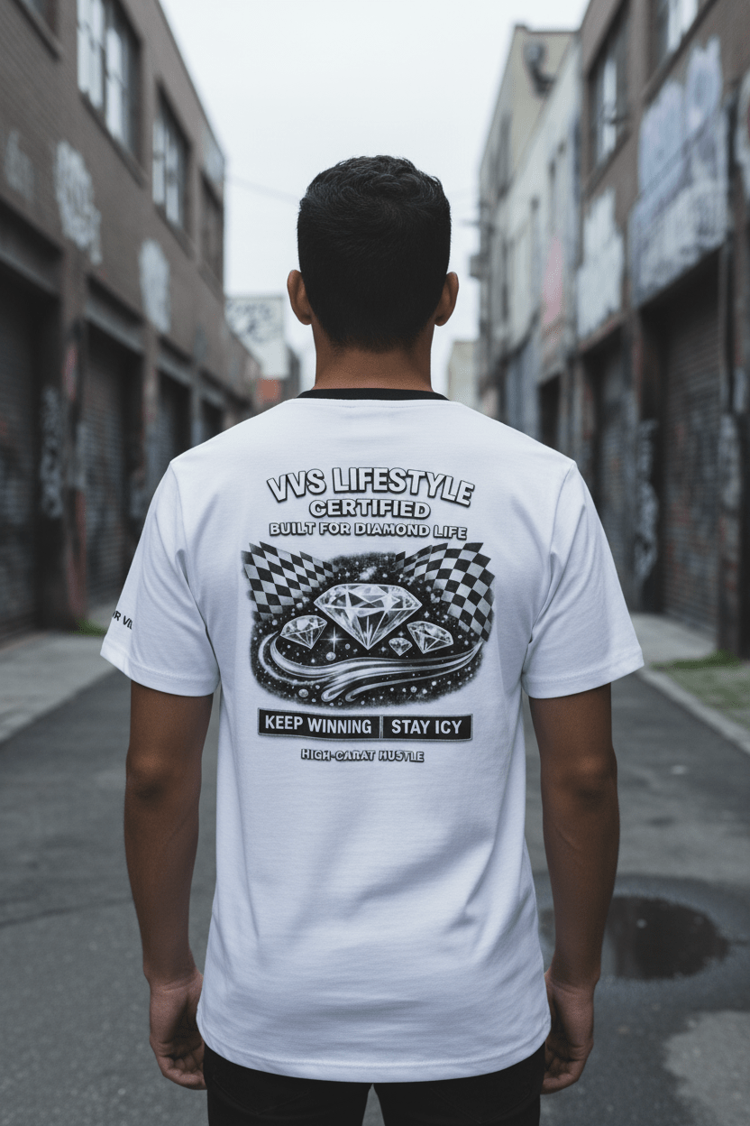 Black & White VVS Graphic T-Shirt – Monochrome Streetwear Tee | VibeVault Supply - VibeVaultSupply