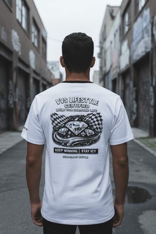 Black & White VVS Graphic T-Shirt – Monochrome Streetwear Tee | VibeVault Supply - VibeVaultSupply