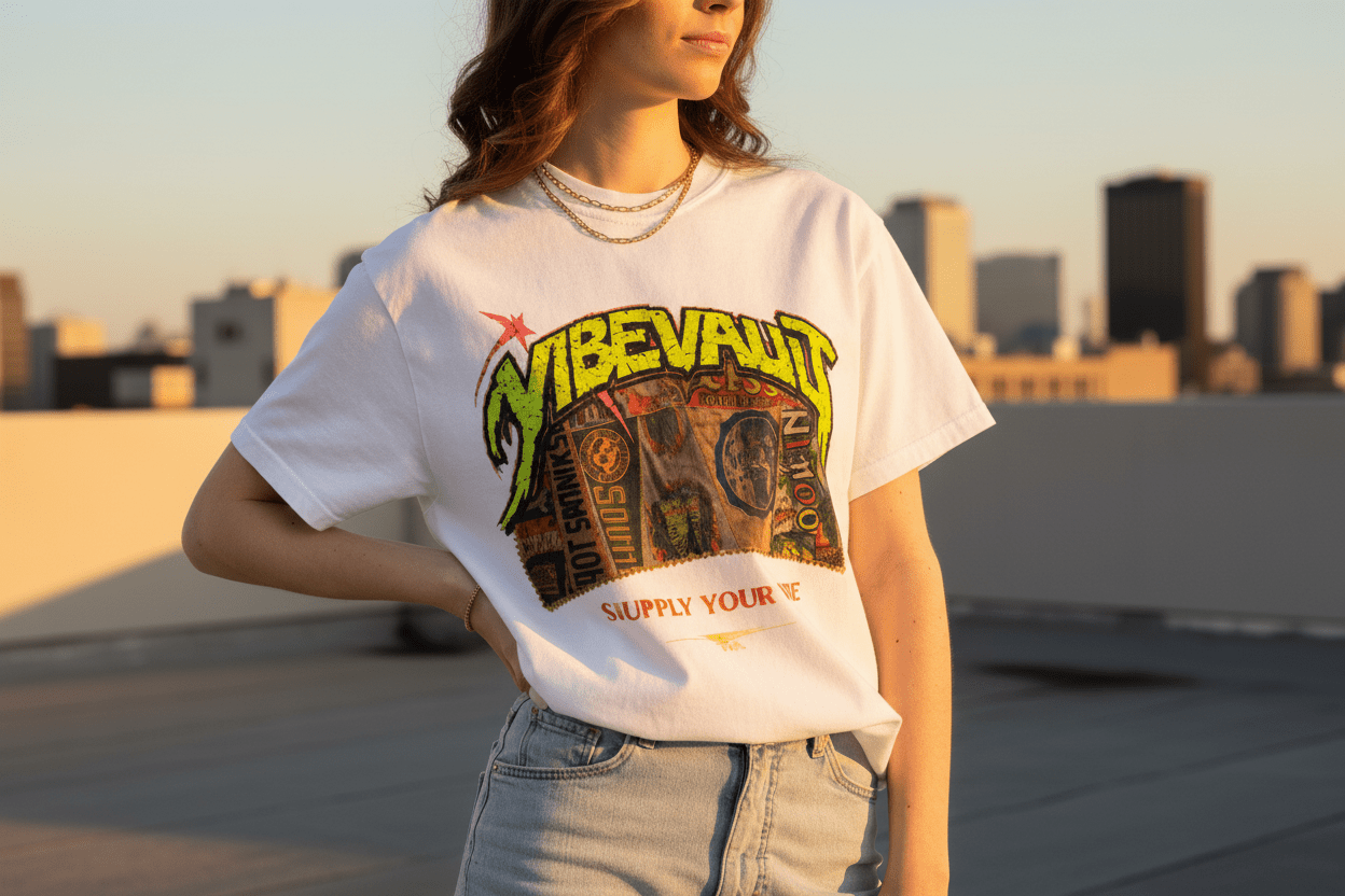 VVS Retro Collage Graphic Tee – Vintage Streetwear T-Shirt | VibeVault Supply - VibeVaultSupply
