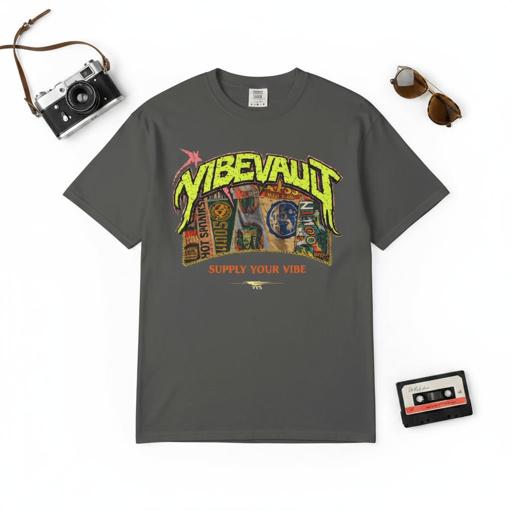 VVS Retro Collage Graphic Tee – Vintage Streetwear T-Shirt | VibeVault Supply - VibeVaultSupply