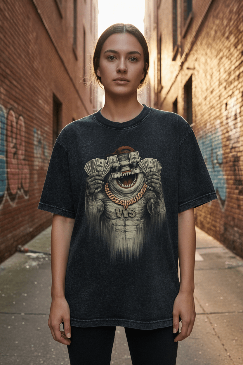 VVS Shark Graphic T-Shirt – Vintage Washed Streetwear Tee | VibeVaultSupply - VibeVaultSupply