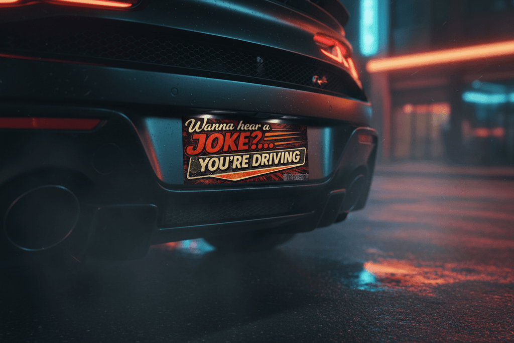 Funny Retro 'Wanna Hear a Joke?... You're Driving' Bumper Sticker - VibeVaultSupply
