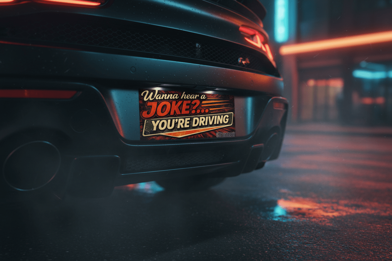 Funny Retro 'Wanna Hear a Joke?... You're Driving' Bumper Sticker - VibeVaultSupply