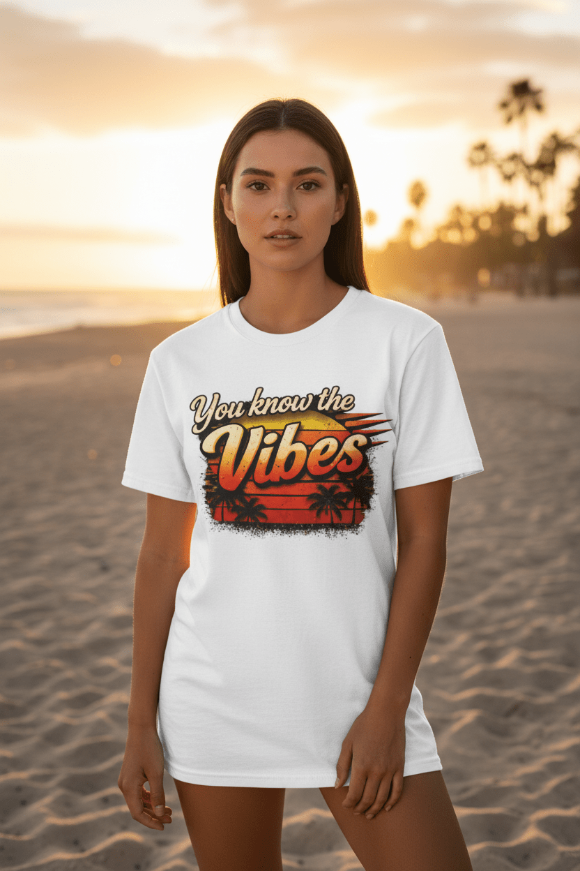 You Know The Vibes T-Shirt – Beach Sunset Graphic Tee | Summer Streetwear - VibeVaultSupply