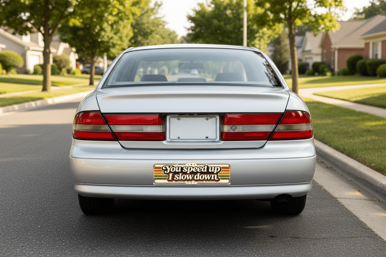 Bumper Sticker — “You speed up I slow down” Retro Vintage Stripes Car Decal - VibeVaultSupply